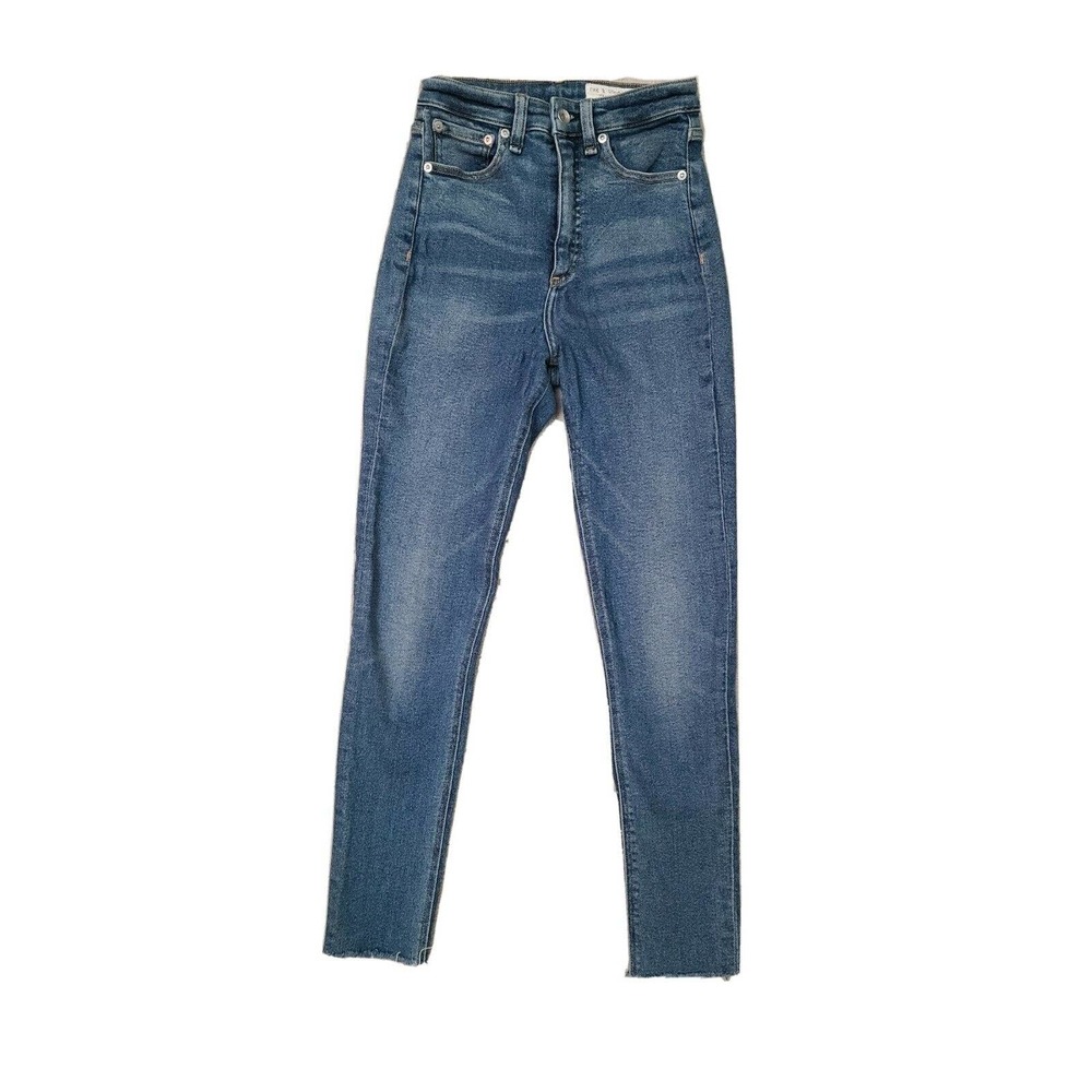 Rag & Bone Jane Super High Rise Skinny Raw Hem Womens Jeans Size 25